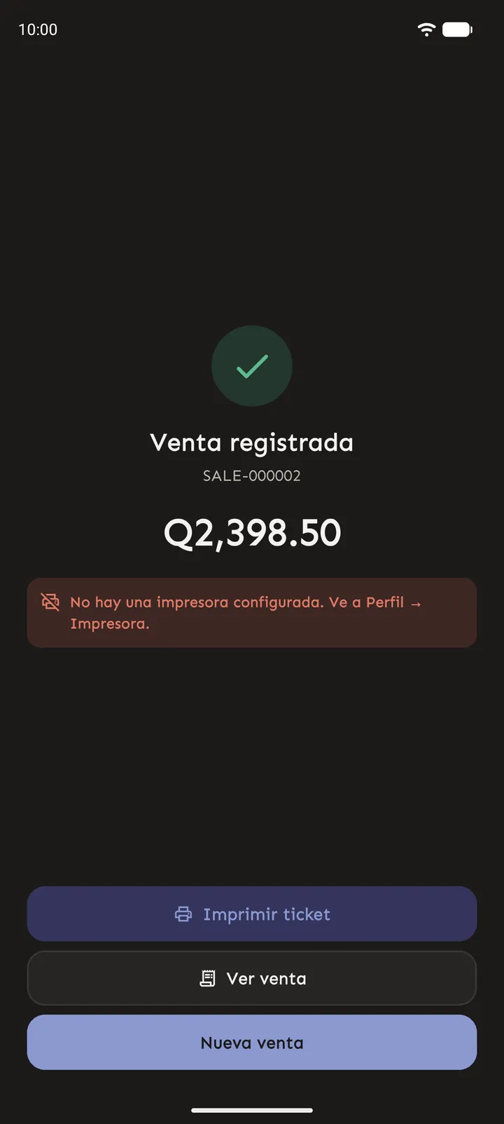 Venta registrada