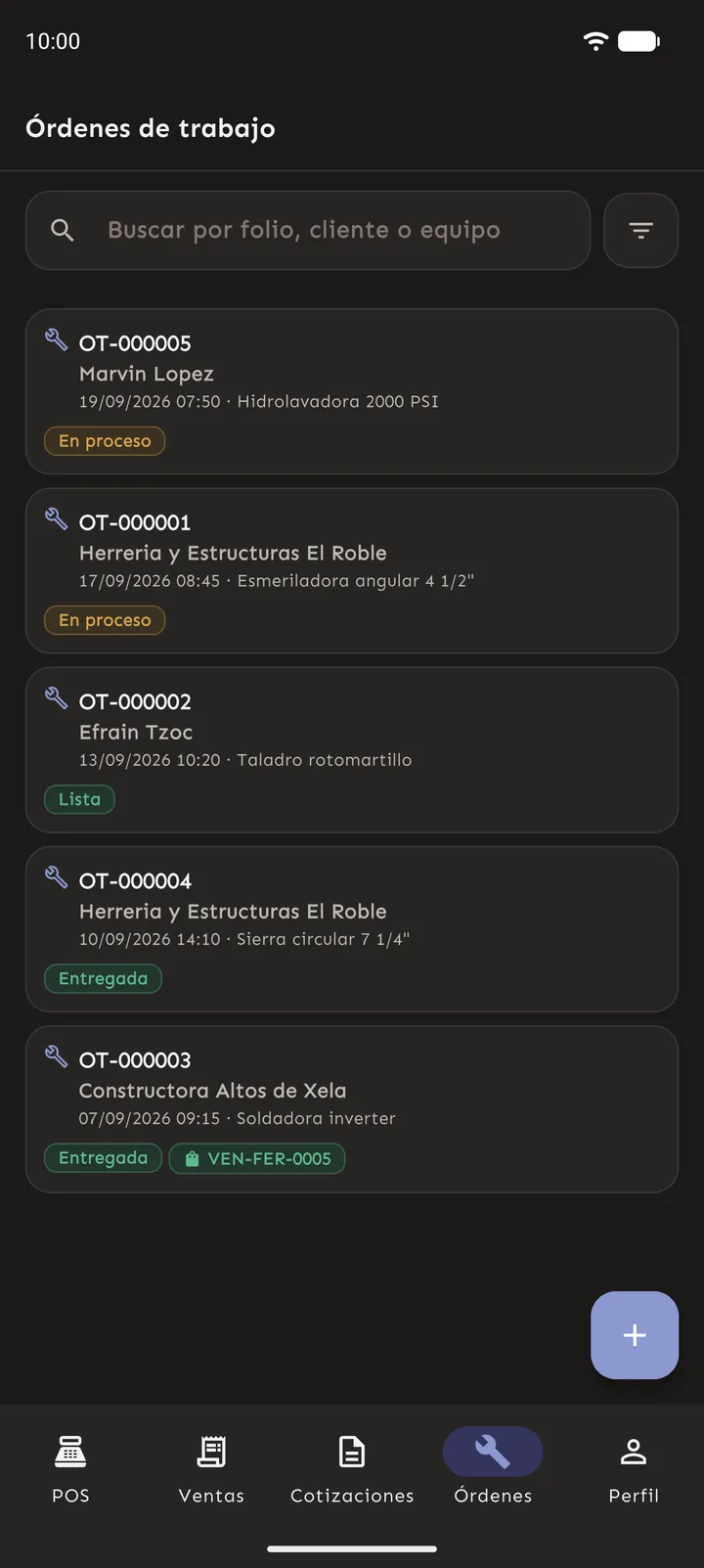 Órdenes de trabajo