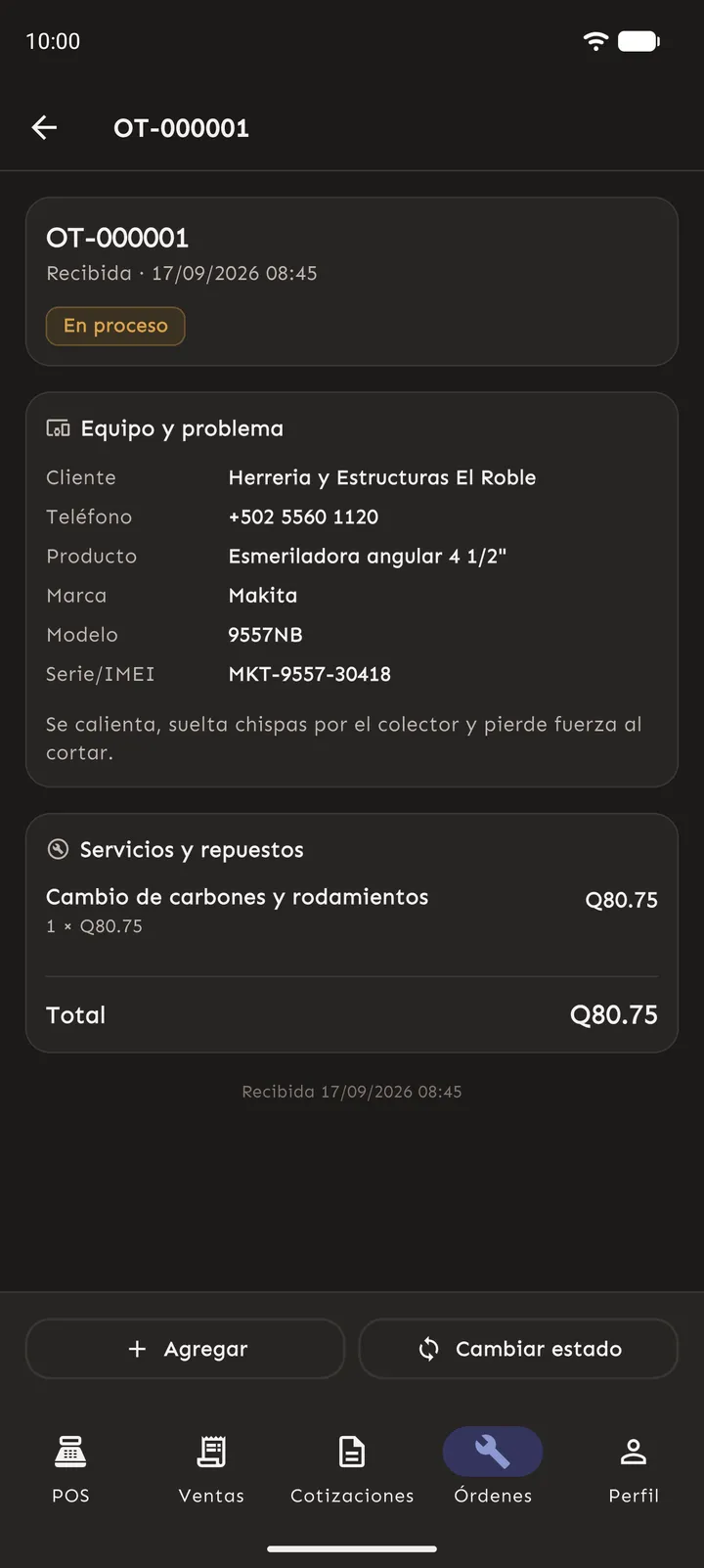 Detalle de orden