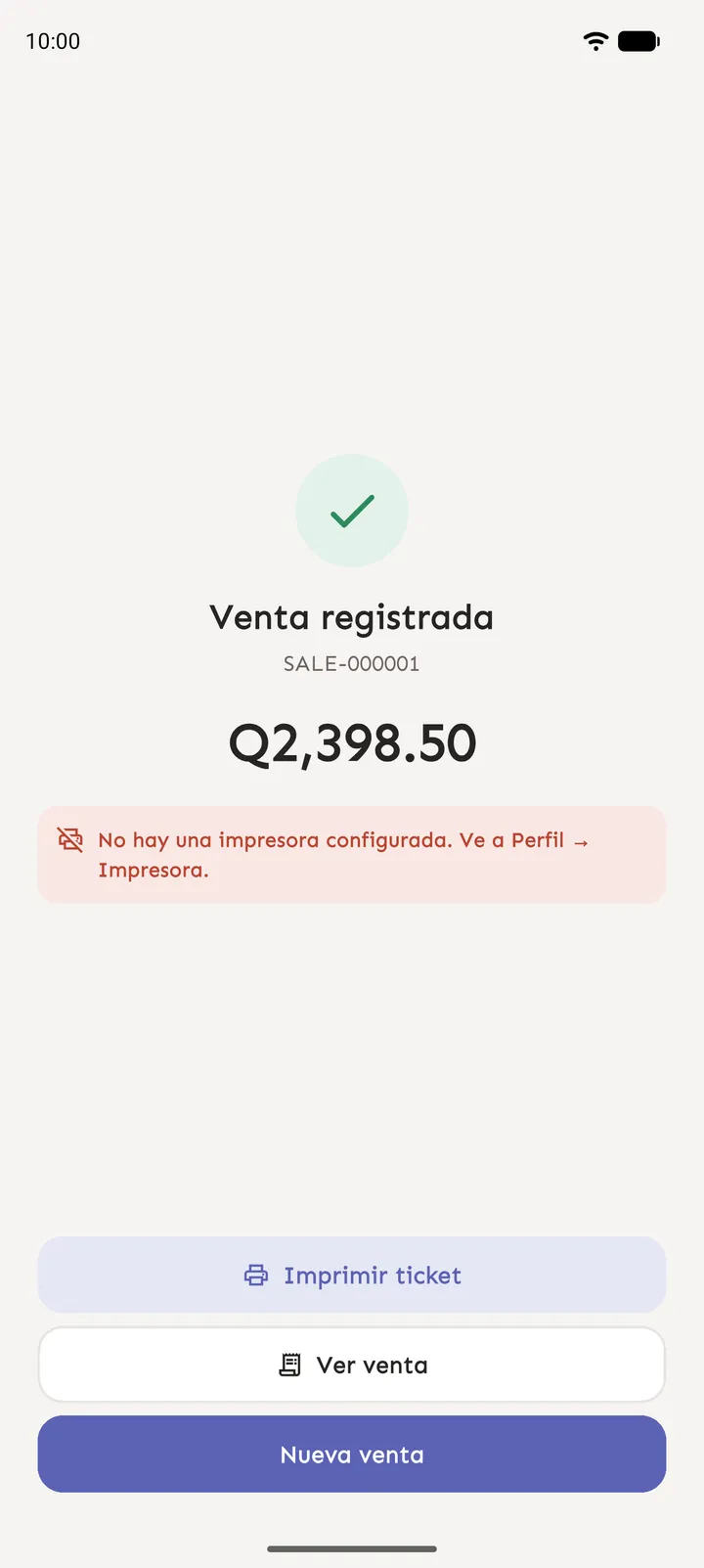 Venta registrada