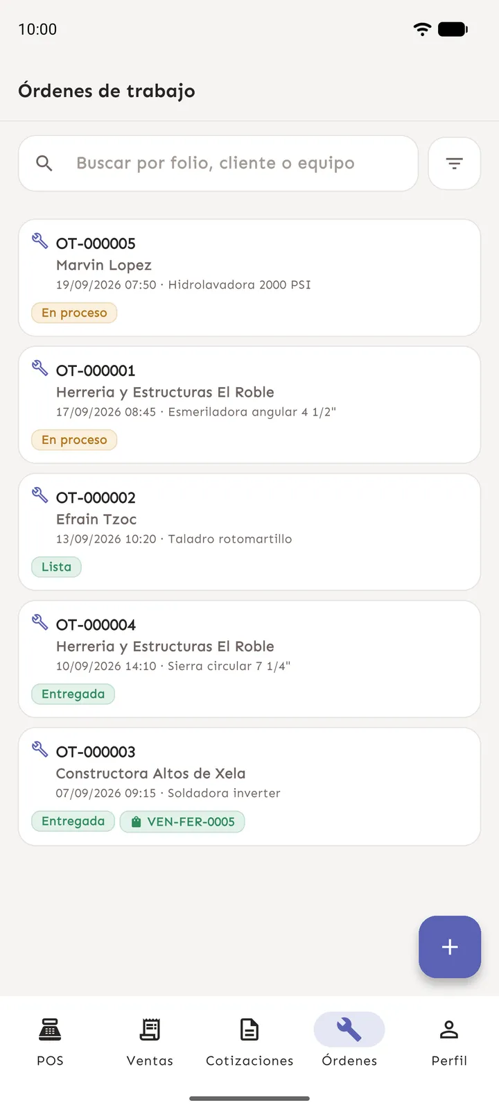 Órdenes de trabajo