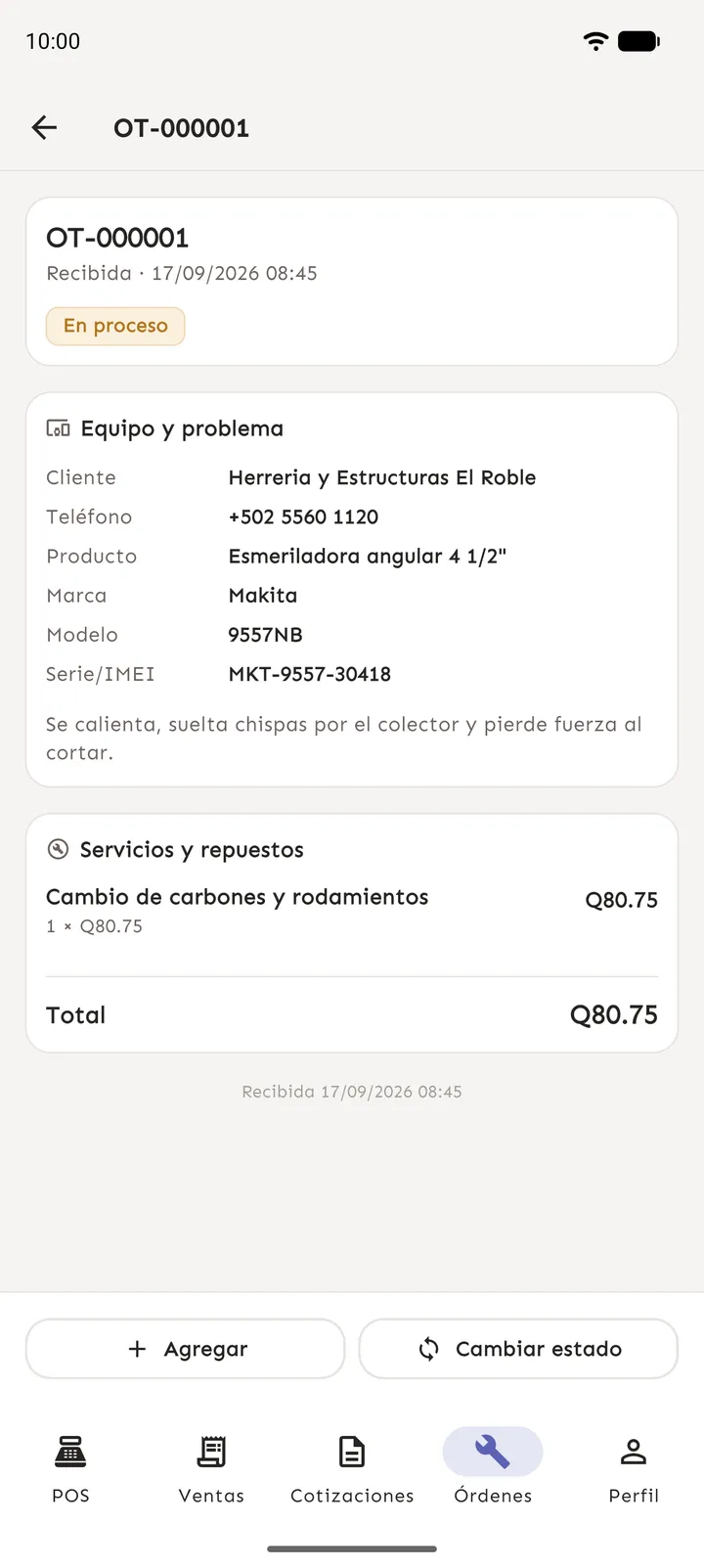 Detalle de orden